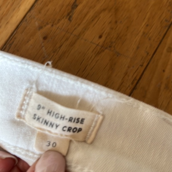 MADEWELL 9” high-rise skinny crop white distressed ripped jeans size 30 - Picture 4 of 5